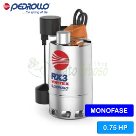 RXm 3/20 - GM (5m) - Pompe électrique monophasée VORTEX pour eaux chargées, 0,75 CV