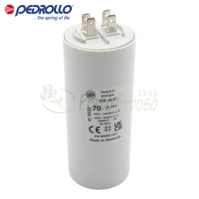 70 F - 70 micro farad 450 VL condensator Pedrollo - 1