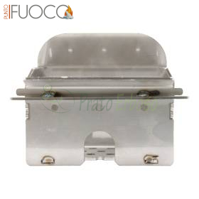 Brazier pentru sobă pe peleți de 9,5 kW, fabricat din metal, cu eticheta de identificare.