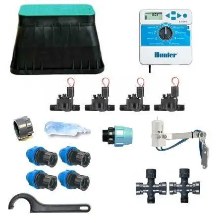KI-H-4Z24I Hunter 4-Zone 24V Irrigation Kit with X CORE 4 controller