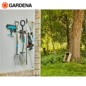 Porte-outils mural Gardena 3509-20, barre alu et crochets