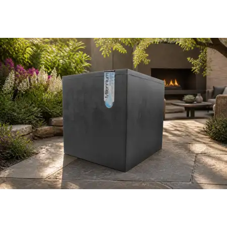 Millennium R Cube - 39 cm cube vase in anthracite - Deroma