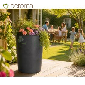Ghiveci înalt Millennium R - jardinieră rotundă de 53 cm, culoare cărbune - OFERTĂ