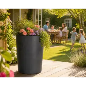 Millennium R Tall Pot - 53cm Round Planter in Charcoal