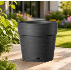 Save pot - 20 cm runde anthrazitfarbene Vase - Deroma