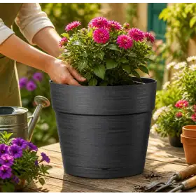 Vazo Save - vazo e rrumbullakët antraciti 38 cm