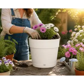Maceta Save Pot - Maceta redonda blanca de 38 cm - Deroma