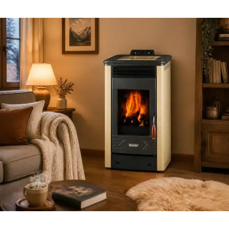 Poêle à pellets Dafne 65 beige 5,5 kW - double combustion