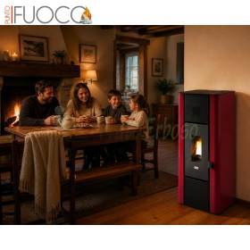 Minnie poêle à pellets rouge 6,3 kW - design compact