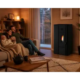 Estufa de pellets Noa negra gofrada 6,3 kW