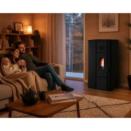 Sobă pe peleți Noa neagră 6,3 kW