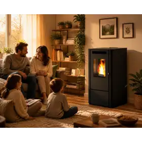 Vania poêle à granulés 9,5 kW noir gaufré