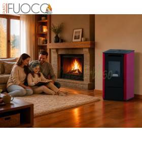 Vania stufa a pellet 9.5 kW rossa - design compatto ed efficiente