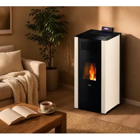Mira 22 22 kW hydro pellet stove white