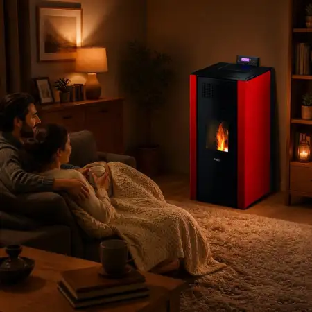 Poêle à granulés hydro Mira 22 rouge - 22 kW