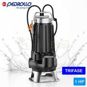VXC 10/45 - Elettropompa per acque luride VORTEX trifase da 1 HP Pedrollo - 1