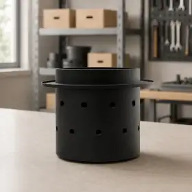 Brazier pentru sobă pe peleți de 4 kW, design modern, fabricat din metal, ideal pentru eficiență termică.