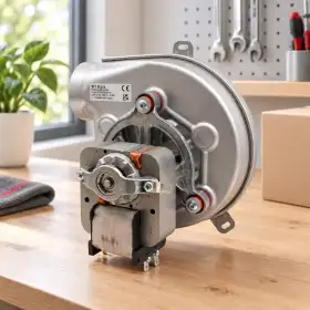 Luftventilator 951061500 aus Metall mit Motor auf Werkbank im Innenraum