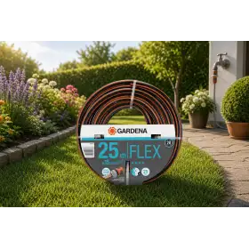 Tubo da giardino Gardena FLEX 25 m diametro 15 mm arrotolato su prato