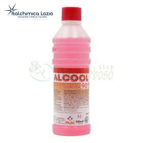Bouteille d’alcool éthylique dénaturé rose 90° de 500 ml avec bouchon rouge