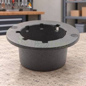 Cast iron brazier burner ring 9-11 kW on workshop bench