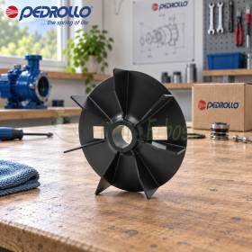 Black electric pump fan impeller for 24 mm shaft on workshop bench