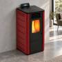 Çelik Bazë - Sobë me pelet ngjyrë burgundy 6.9 Kw