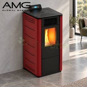 Basic Steel - Stufa a pellet da 6.9 Kw bordeaux