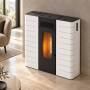 Estufa de pellets Slim ZS de 6,5 kW, color blanco.