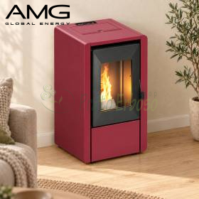 Estufa de pellets Smart de 7,0 kW color burdeos.