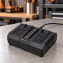 Încărcător rapid WORX WA3883 cu stație dublă de 20V pe banc de lucru