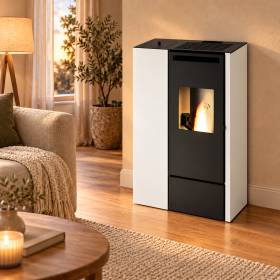 Poêle à granulés Clelia - 11 kW, blanc, à conduit