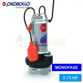VXm 8/50 (5m) - 0,75 PS einphasige VORTEX-Elektropumpe für Abwasser Pedrollo - 1