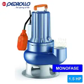 Pompe électrique monophasée VORTEX VXCm 15/50 - 1,5 CV pour eaux usées Pedrollo - 1