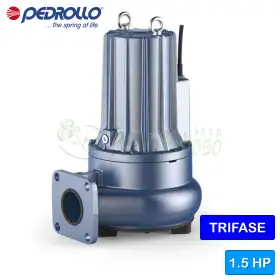 VXC 15/50-F - Bomba eléctrica VORTEX trifásica de 1,5 HP para aguas residuales