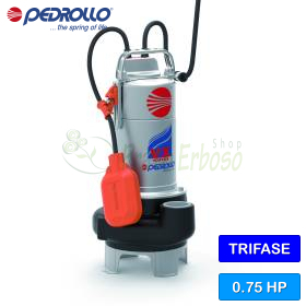 VX 8/35 (10m) - Elettropompa VORTEX per acque luride trifase da 0.75 HP