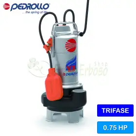 VX 8/35 (10m) - Pompe électrique VORTEX triphasée 0,75 CV pour eaux usées Pedrollo - 1 VX 8/35 (10m) - Pompe électrique VORTEX triphasée 0,75 CV pour eaux usées Pedrollo - 1