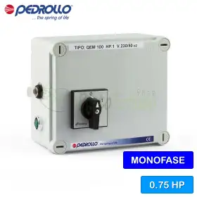 QEM/3-075 – Schalttafel für einphasige Elektropumpe 0,75 PS QEM/3-075 – Schalttafel für einphasige Elektropumpe 0,75 PS